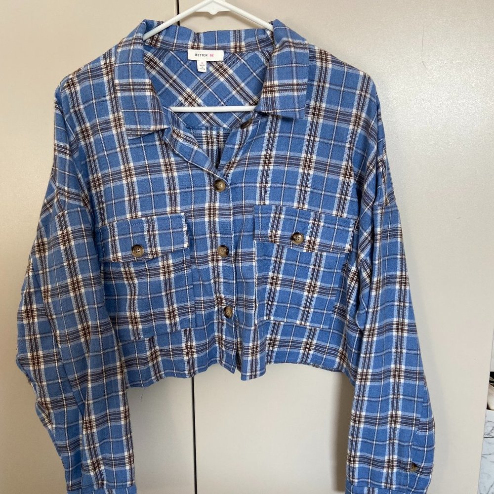 Cropped Plaid Flannel Shirt NWOT